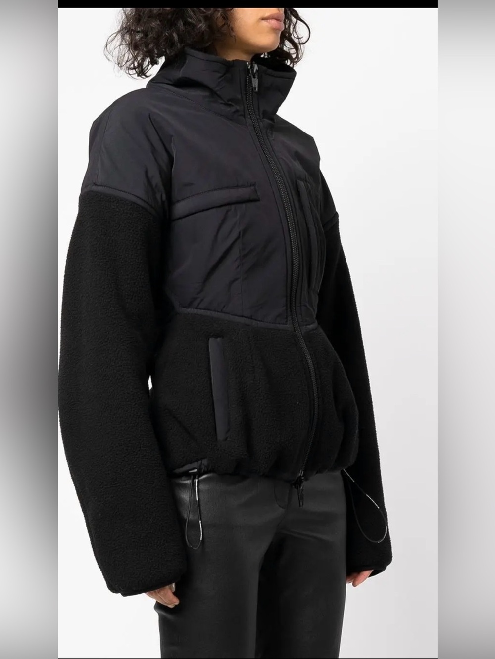 Alexander Wang fleece panel jacket sculpted black Teddy medium